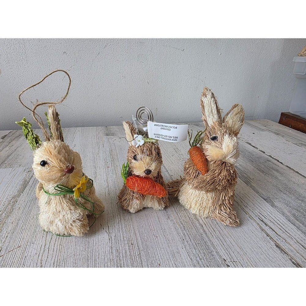 Pier 1 bottle brush rabbit bunny placeholder ornament Easter Bunny decor